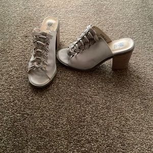 Taupe sandals with 3” heels